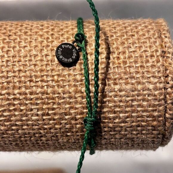 NWOT Pura Vida Braided Cord Save The Sloths Charm Bracelet Green & Silver OS - Picture 2 of 3